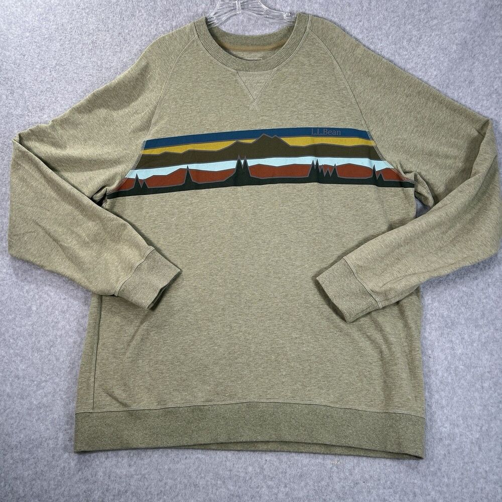L.L. Bean Men's Bean's Comfort Camp Crew Neck Sweatshirt Green X Large Tall XLT